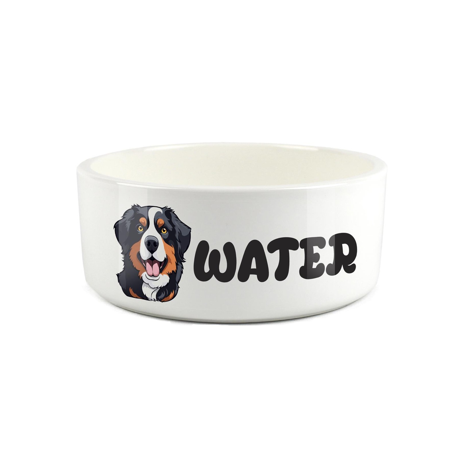 Cartoon Bernese Mountain Dog Water Bowl - Large Ceramic Water Dish Dog Gift