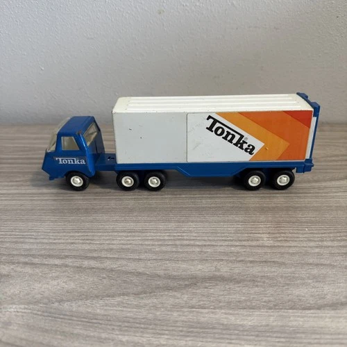 Vintage Mini Tonka Toy Pressed Steel Semi Truck Trailer Set Car Toy Collectible