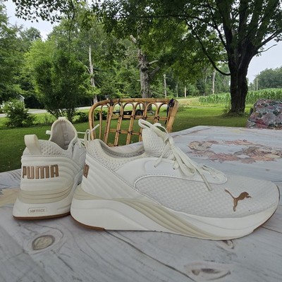 Puma Women's Size 8.5 Softride Ruby Luxe Running Shoes Warm White (Ivory)  Gold