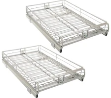 Pop-It Expanding Sliding Cabinet Organizers with Liners Set of 2 - SILVER
