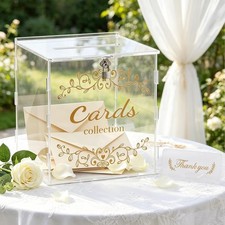 Clear Acrylic Wedding Card Box With Lock Key Large Letter Envelope Holder
