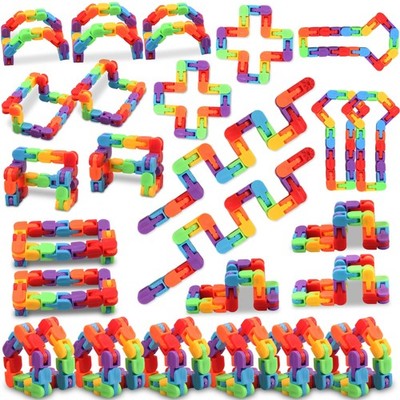 30pcs Wacky Track Fidget Toys Bulk for Kids: Snap and Click Sensory Rainbow