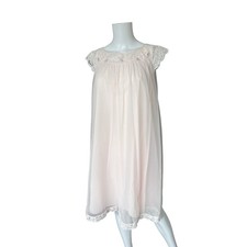 Vintage Shadowline Pink Sheer Nightgown Peignoir Nylon Womens Size Medium