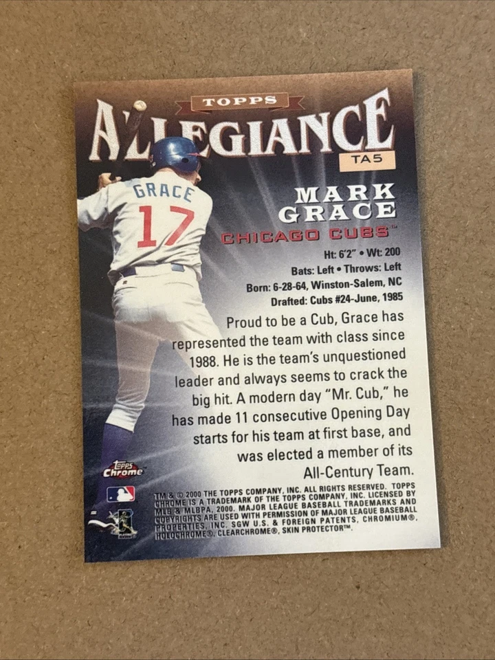 2000 Topps Chrome #TA5 Mark Grace Allegiance - Image 2 of 2