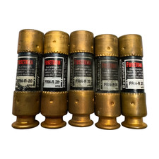  Pack of 5 Bussmann FRN-R-20 Dual-Element Time-Delay Fuse, 20A, 250VAC, 125VDC