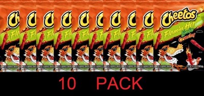 CHEETOS Flamin Hot Limon Crunchy Cheese Flavor Snack Curl 8.5 oz Bag - 10 PACK