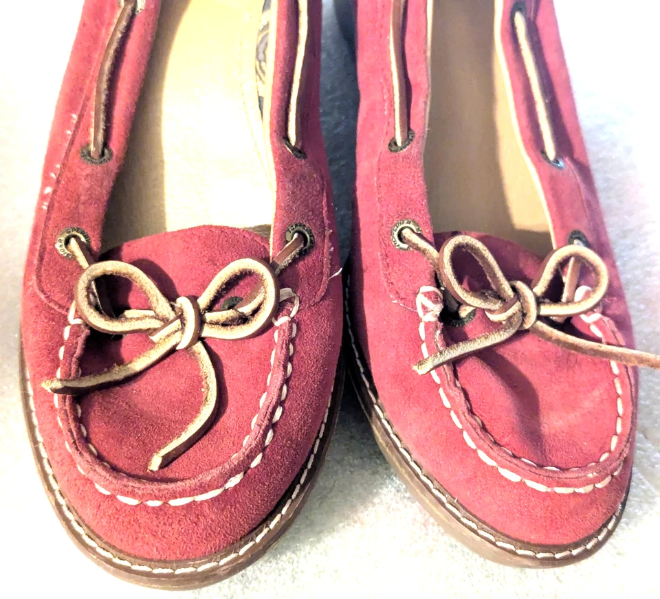 Sperry на танкетке размер 7,5 M бордовый красный и желтовато-коричневый коричневый замшевые мокасины мокасины туфли - Изображение 3 из 4