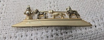Gold Tone Dog Fire Hydrant AJC Matte Shiny Pin Brooch Boxer Dachsund Collie