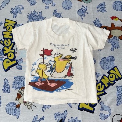 Vintage Toddler White Cotton Crew Neck Short Sleeve Virginia Beach Tee