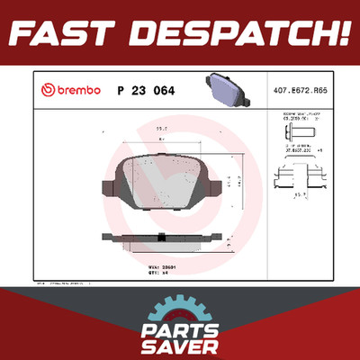 Brake Pads Set fits CITROEN E-MEHARI Rear 2016 on Brembo 1618111480 Quality New
