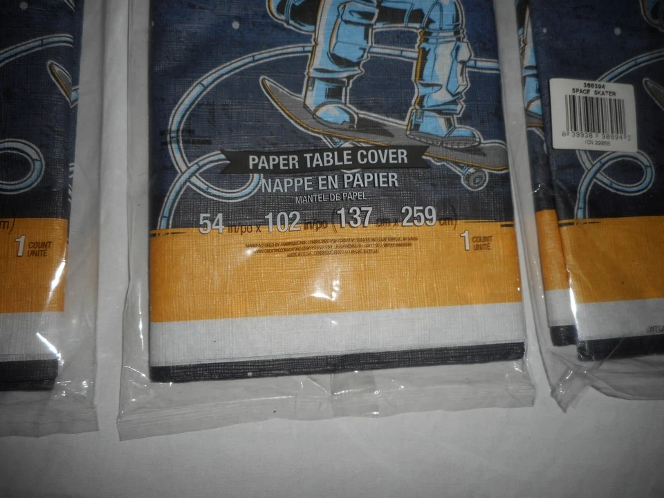 Space Skateboarder Paper Tablecloth Lot of 4 - Size 54" x 102" Space Tableware - Image 3 of 4