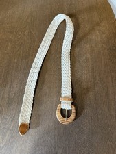 Vintage 80s 90s Beige Braided Rope Belt Made In Usa Up to 30” Waist Medium