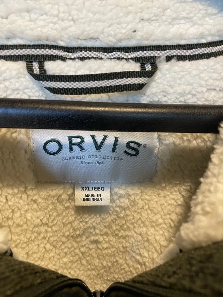 ORVIS Sherpa Lined Pullover Jacket Plush Classic Collection 1/4 Zip Mens Sz XXL - Image 2 of 3