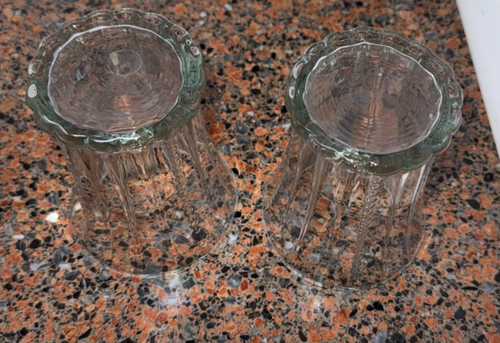 Pier 1 Kara Bubble Glass Beaded Foot Double Old Fashioned Glass MCM 2 in set - Picture 2 of 5