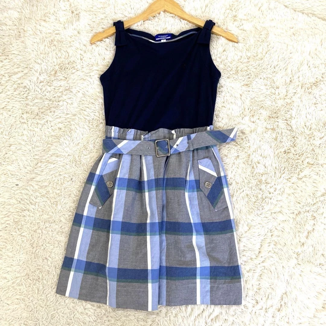 Abito Burberry Blue Label al ginocchio quadri nero cotone 38 M (US:S) 046545d