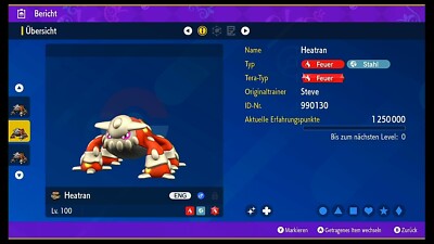 Shiny Heatran l Lv.100 l 6 Max. DV l Pokémon Karmesin & Purpur