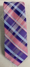 Perry Ellis Mens Tie Portfolio Pastel Color Striped Pink Purple Blue Necktie