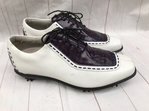 Estate-Collection-By-Footjoy-Womens-Golf-Shoes-White-Purple-Herringbone-Sz-8M