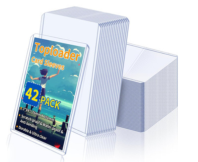 Trading Card Sleeves Hard Plastic Clear Case Holder 42Pc Baseball Card Toploader