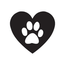 Dog Paw Print Heart Love - Decal Sticker - Multiple Colors Sizes - ebn2968