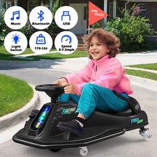 JOYLDIAS Black Electric 24V Kid Ride On Drifting Go Kart 360 Variable Speed Cart