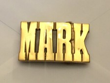 Name Retro Hippie Western Cowboy Brass 1970s NOS Vintage Belt Buckle BOLD MARK