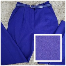 Vintage Russ Petites Purple Wool Trousers with Belt Size 6P