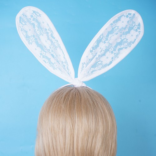Adults Lace Sexy Rabbit Ears Hair Hoop Collar+Cuffs Plush Ball Bunny Tail Sets - Picture 27 of 52