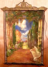 ATKINSON R. FOX ANTIQUE ORIG OIL "ROSE BOWER" ARTIST PROOF IN  CARVED FRAME OOAK