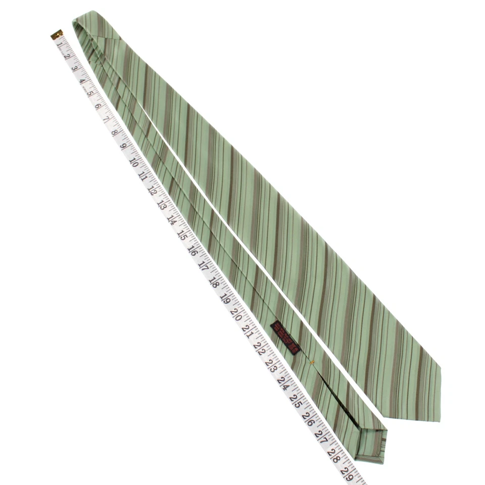Corbata Dolcepunta 100 % seda nueva sin etiquetas en verde con rayas marrones/taupe Foto 3 de 4