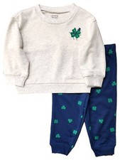 Infant  Toddler Boys Gray  Navy Outfit St Patricks Sweatshirt  Pants
