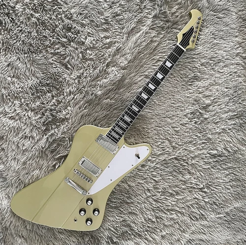 Custom Firebird Electric Guitar Green Mini Pickups Mahogany Body Bone Nut