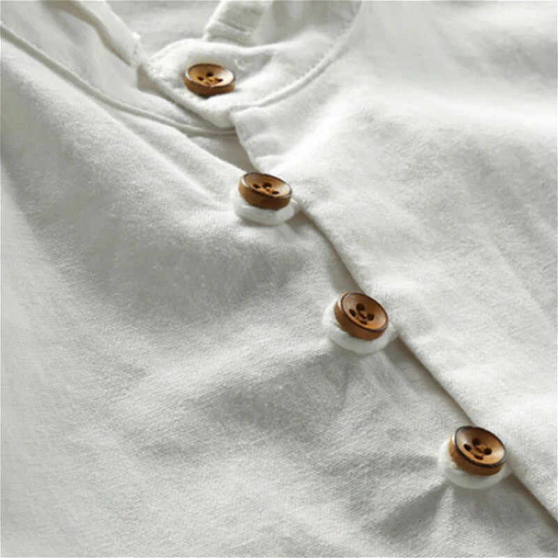 Herren Retro Baumwolle Leinen Hemd Langärmelig Top Bluse Arbeit Formelle Täglich - Bild 2 von 4