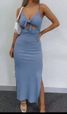 Maxi ribbed backless casual dress