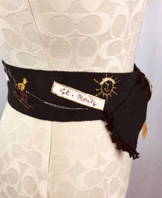 Women's Cloth Ring Closure Belt Mount Snow St Moritz 2'' Width Adjustable to 28''