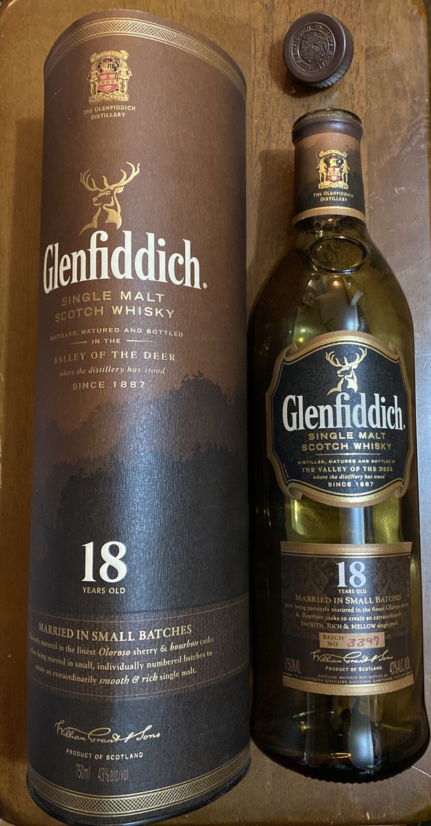 Empty) Glenfiddich Single Malt Scotch Whisky 18 Yrs Old (Rare