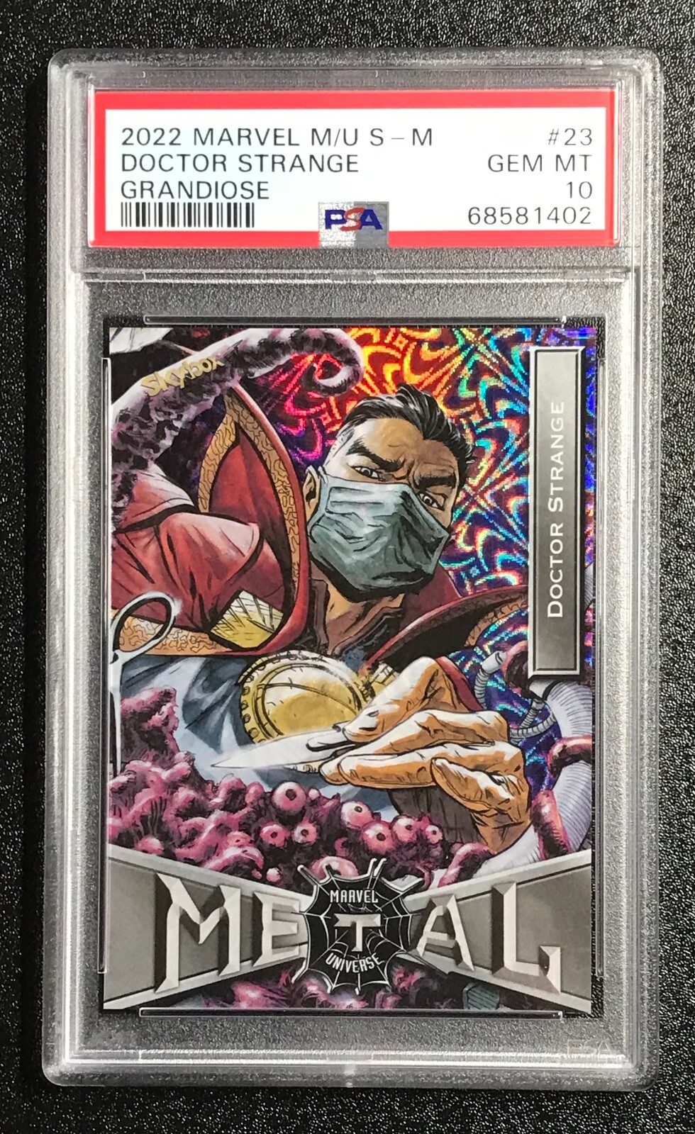 2022 Marvel Spider-Man Metal Universe #23 🔥 DOCTOR STRANGE GRANDIOSE PSA 10 🔥