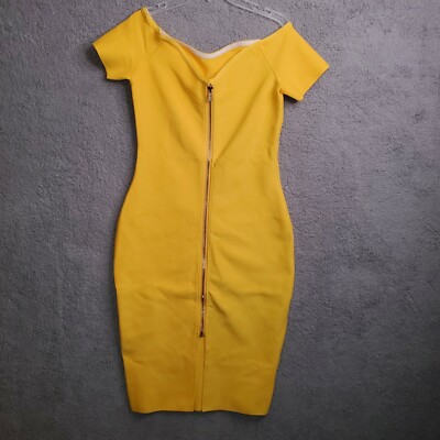 open lace back dress MINKPINK Yellow Amy Knit Mini Dress main image 0