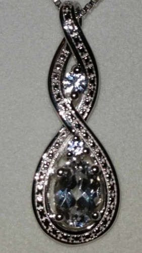 LAST 1” Kay Jewelers Sterling Silver 2 Lab Created White Sapphire Weave Necklace - Picture 4 of 10