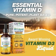 USDA Organic Vitamin D3 Liquid Drops for Kids  | 1200 IU Vitamin D3 micellized
