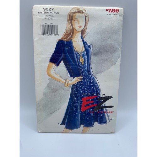 Vogue Misses Kleid Mantel Schnittmuster Gr. 18 20 22 9027 - ungeschnitten
