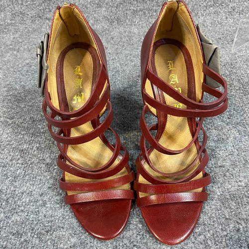 Lamb Womens Pumps 8M Red Stiletto Heels Leather Peep Toe - Picture 2 of 8
