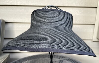 Scala Women's Black Wide Brim Sun Visor Hat Rollable/Packable