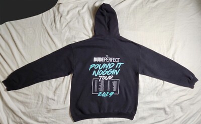 Dude Perfect Mens Size Medium 2019 Pound It Noggin Tour Black Hoodie Sweatshirt