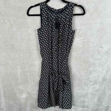 Madewell Dress Womens XXS Navy Silk Ville Coin Lined Pockets Tie Boho Peasant 