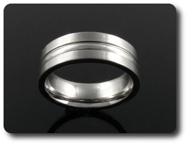 BAGUE HOMME MOTIF DOUBLE LIGNE ACIER taille 52 55 eBay