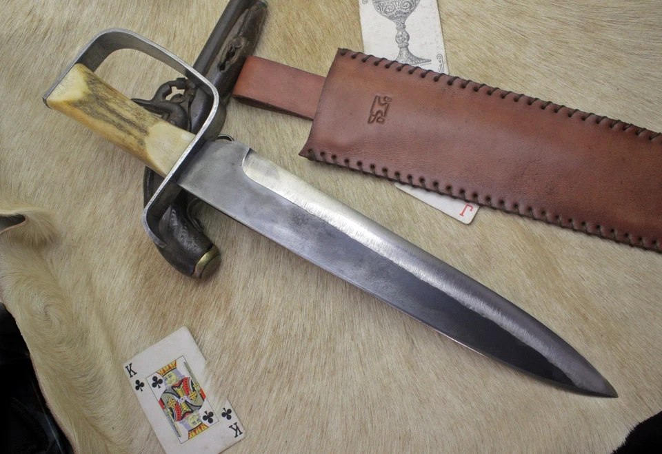 BOWIE KNIFE  D-GUARD SABER  CIVIL WAR SECESSION CONFEDERATE ARMY CARBON FORGED - Image 2 of 4