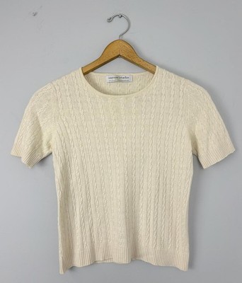 Vintage 90s Cream Silk Cashmere Knit Top Small - Bloomingdale's Sutton Studio