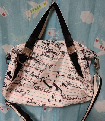 LESPORTSAC Gwen Stefani LAMB Shoulder Bag Handbag Tote Graffiti Ivory Off-White