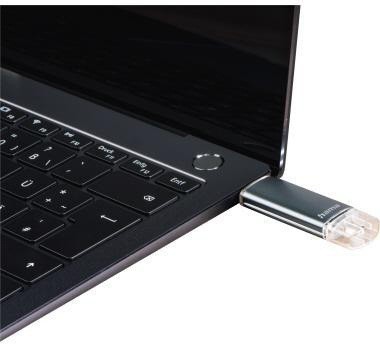 Hama Chiavetta USB Laeta Twin USB 2.0 64Gbyte Grigio Laeta Twin USB 2.0 64Gbyte Grigio - Foto 2 di 3